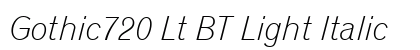 Gothic720 Lt BT Light Italic font free download