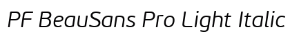 PF BeauSans Pro Light Italic preview