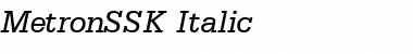 MetronSSK Italic Font